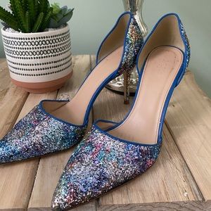Sparkly Elsie Suede D’Orsay Pumps